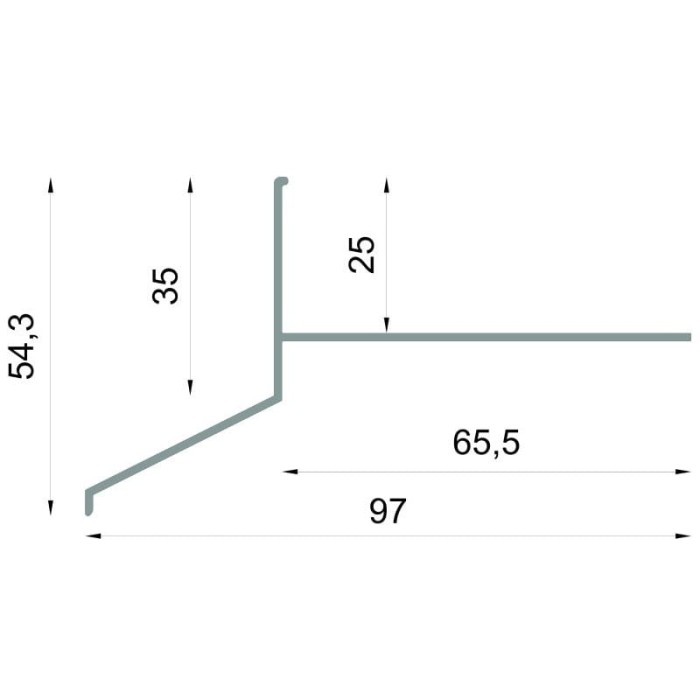 Profil okapowy D25 Renoplast wymiary