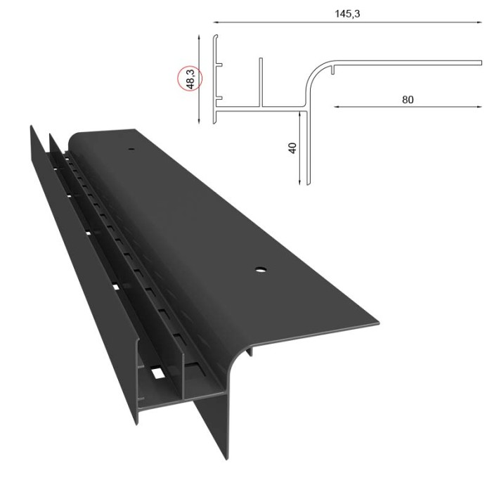 Profil okapowy W20R Renoplast Grafit RAL 7024