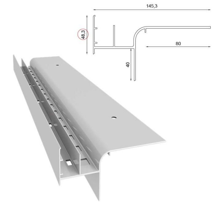 Profil okapowy W20R Renoplast Szary RAL 7037