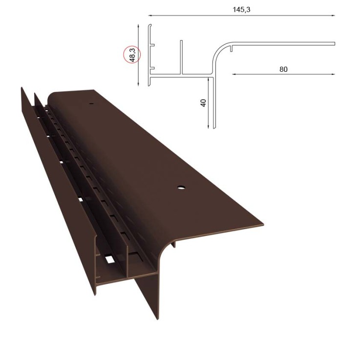 Profil okapowy W20R Renoplast Brąz RAL 8019