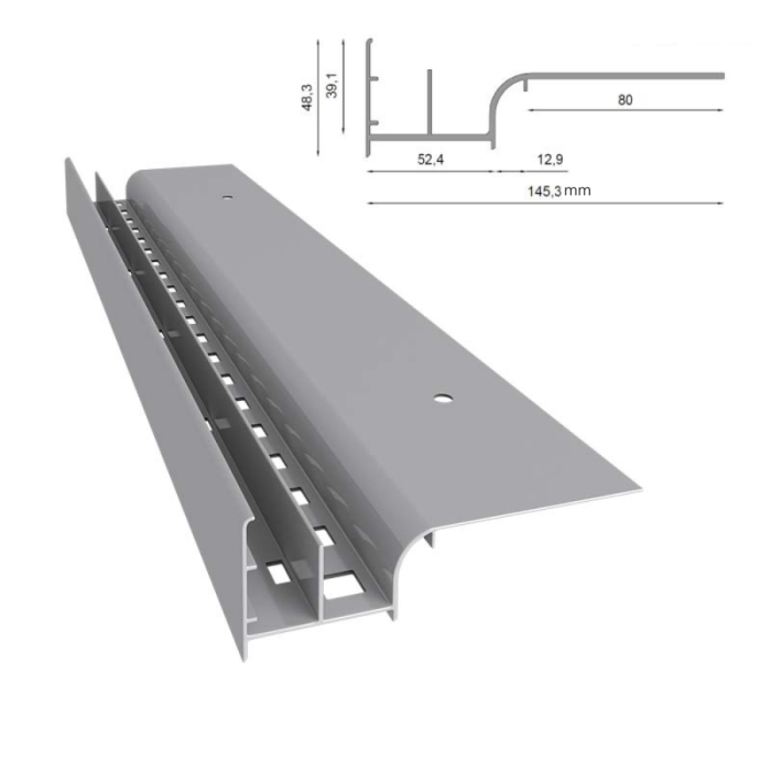 Profil okapowy W20 do tarasów wentylowanych / podniesionych Renoplast Szary RAL 7037