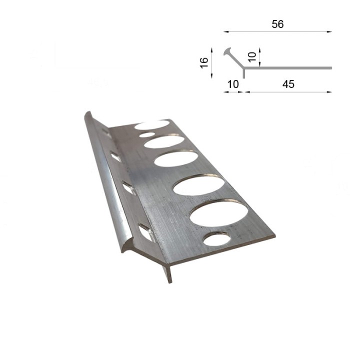 Profil schodowy V2 do żywicy typy kamienny dywan Aluminium Renoplast