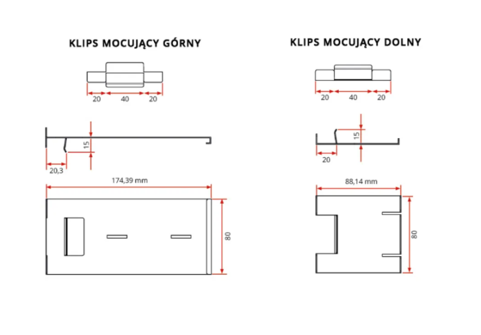 Klips dolny i górny do wsporników Renopad PRO