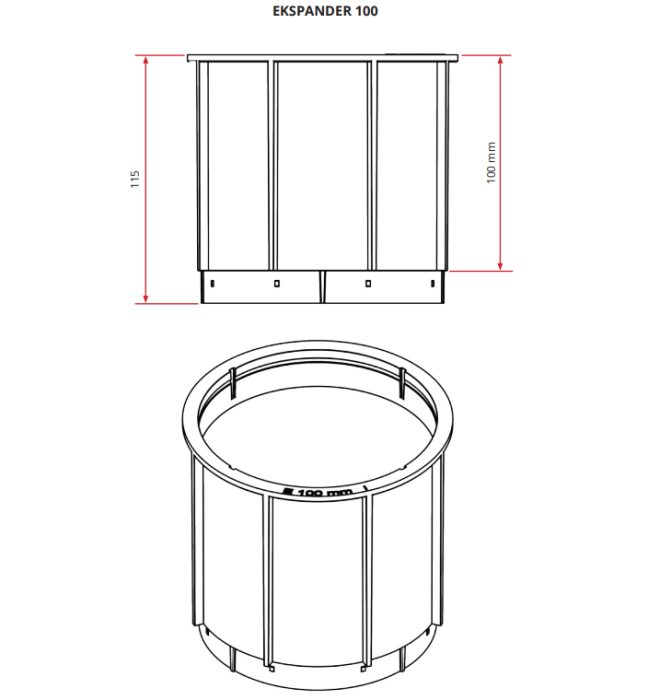 Ekspander do wsporników RENOPAD PRO wysokość 100 mm