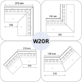 Narożniki do profili W20R Renoplast- Wymiary