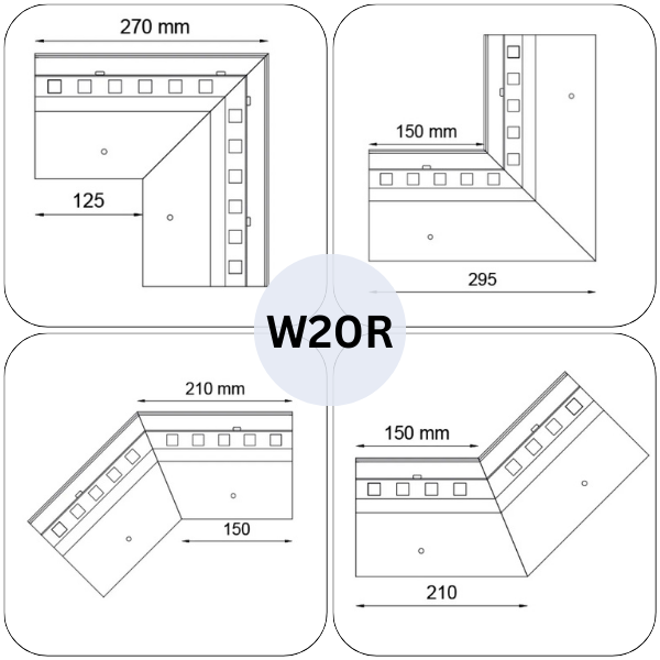 Narożniki do profili W20R Renoplast- Wymiary