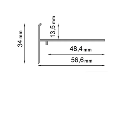 Profil okapowy boczny K35B Renoplast- WYMIARY
