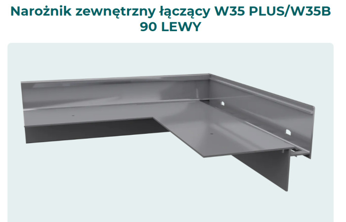 Narożnik zewnętrzny W35 do łączenia profili W35 z W35B LEWY